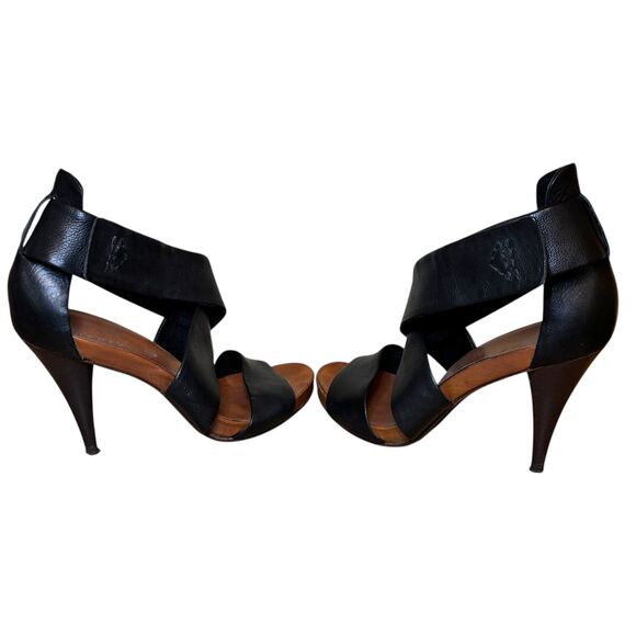 Theory Leather Strappy High Heels Black Size 39.5 - Picture 3 of 12